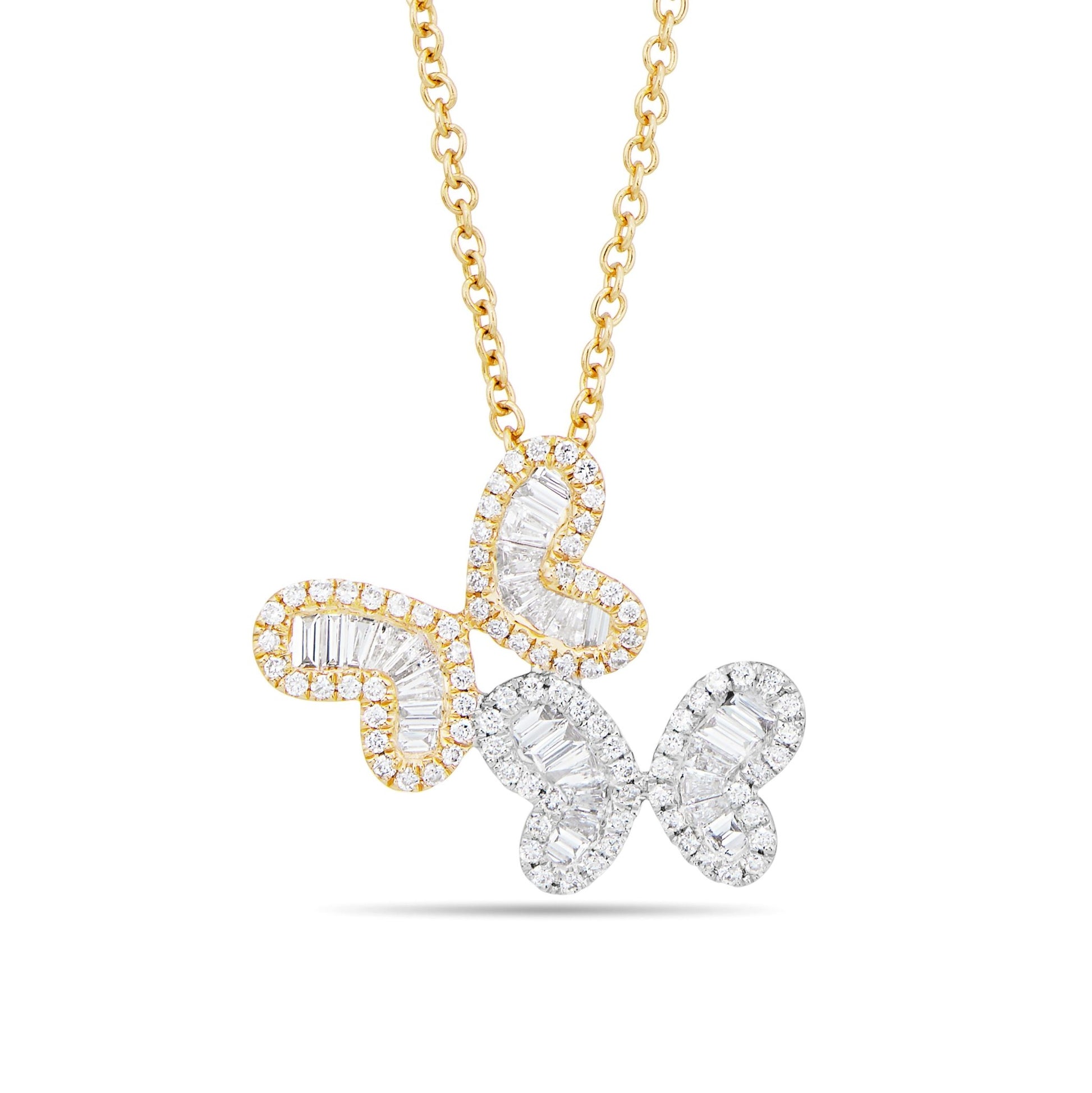 Butterfly Duo Diamond Necklace - Shyne Jewelers 165-00224 Yellow & White Gold Shyne Jewelers