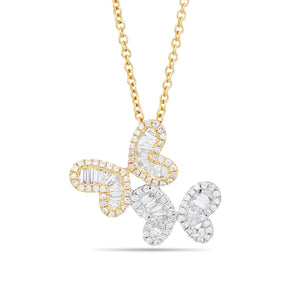 Butterfly Duo Diamond Necklace - Shyne Jewelers 165-00224 Yellow & White Gold Shyne Jewelers