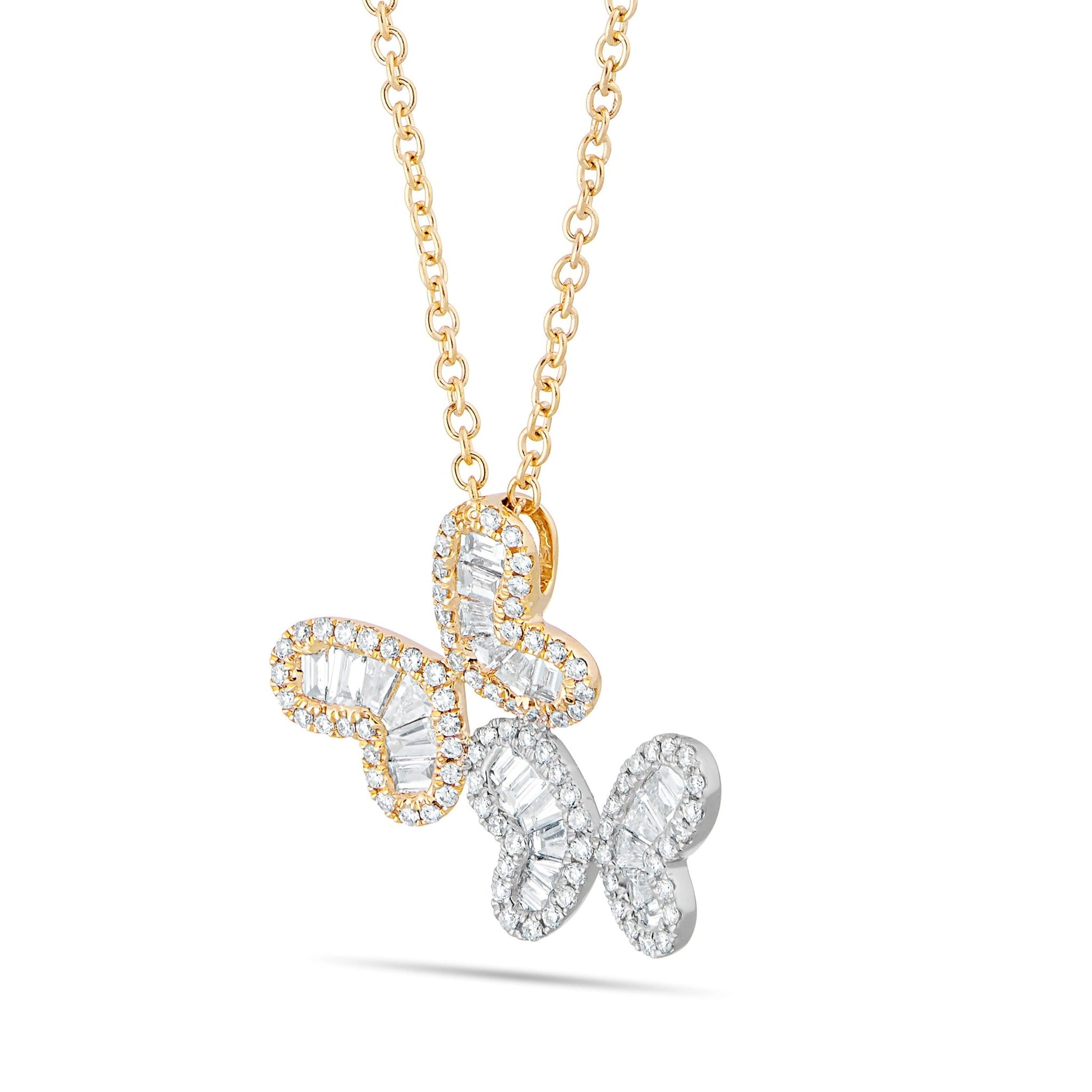 Butterfly Duo Diamond Necklace - Shyne Jewelers 165-00224 Yellow & White Gold Shyne Jewelers