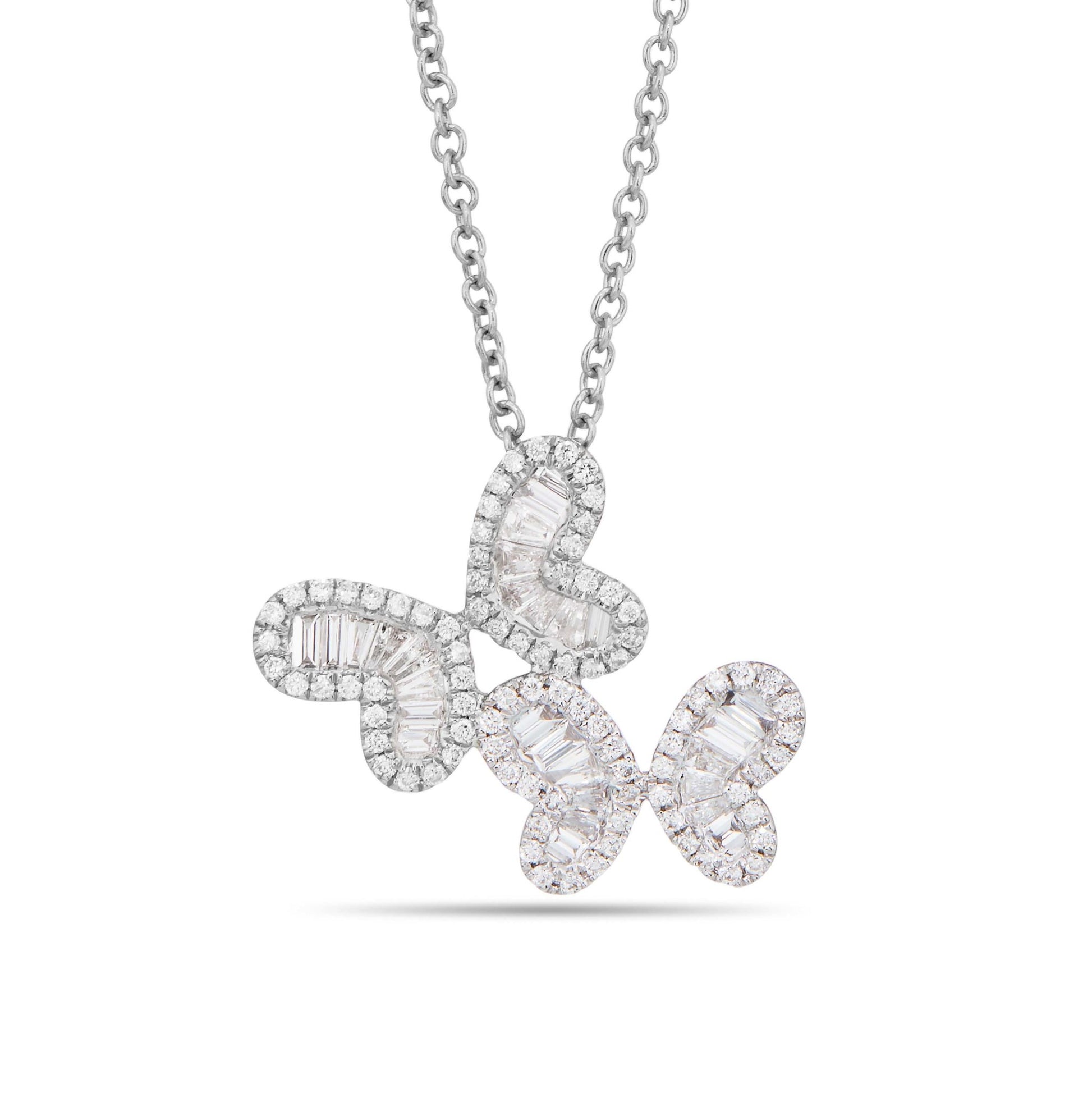 Butterfly Duo Diamond Necklace - Shyne Jewelers 165-00224 White Gold Shyne Jewelers