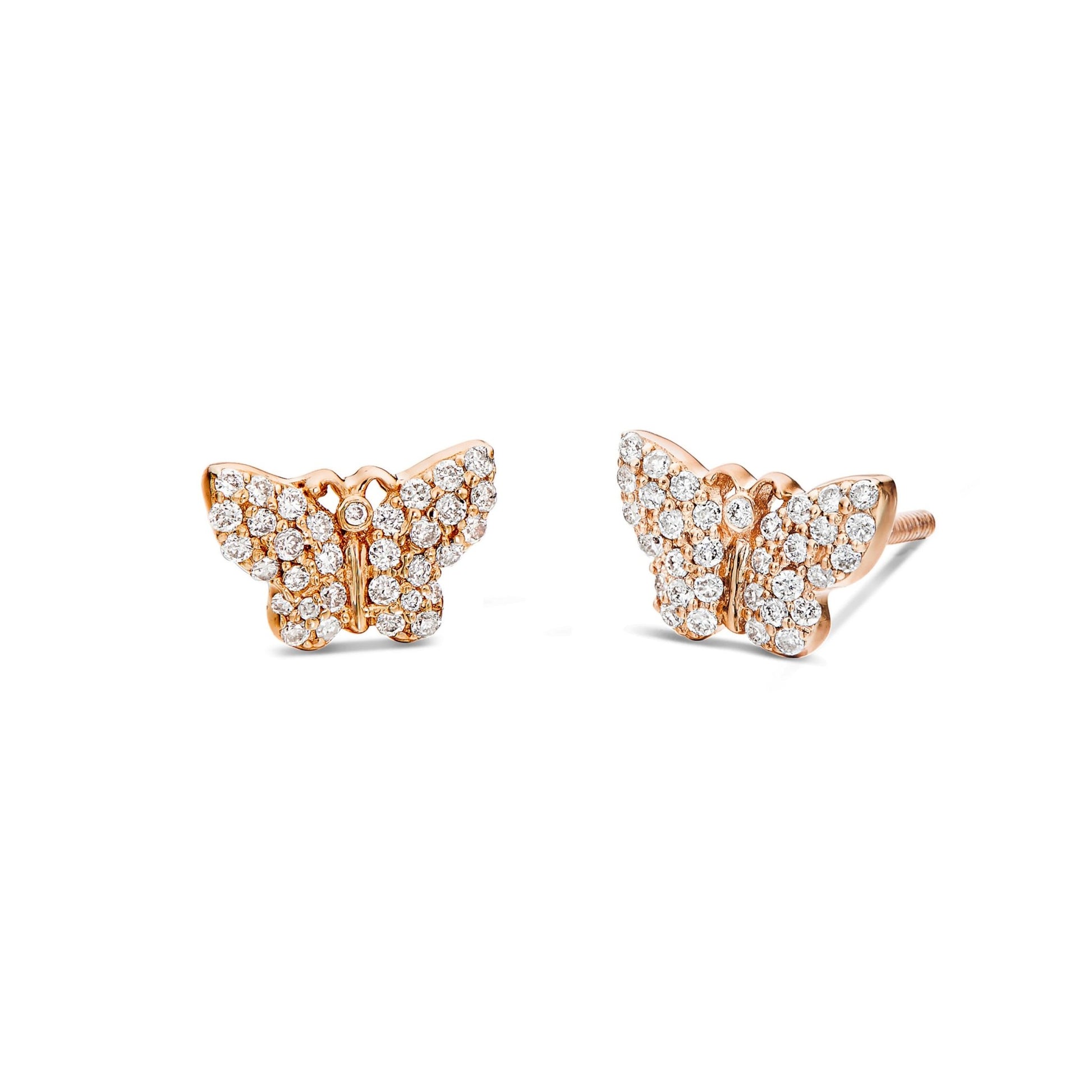 Butterfly Stud Earrings - Shyne Jewelers BTTFLYDIASTUD_GM47388 Rose Gold Shyne Jewelers