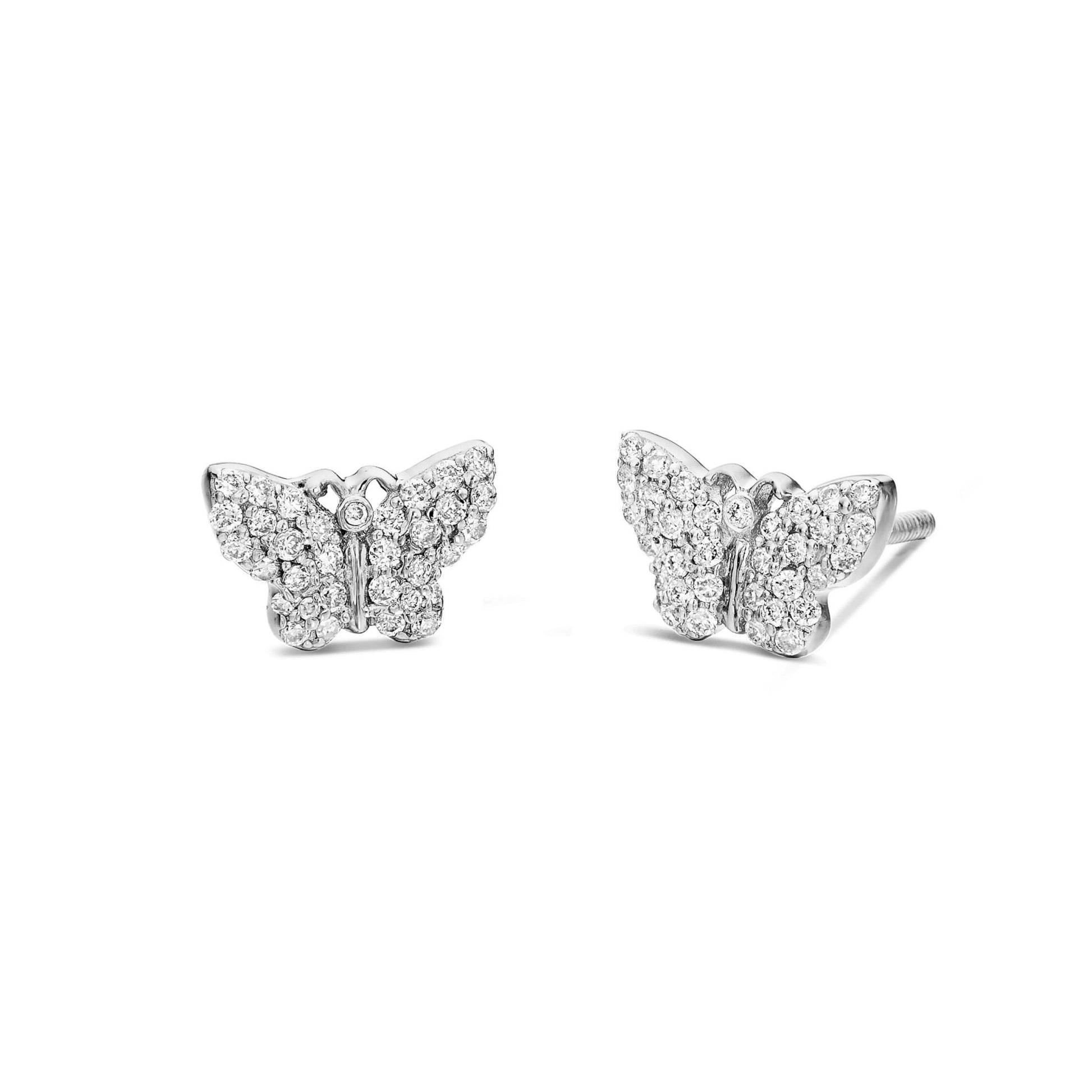 Butterfly Stud Earrings - Shyne Jewelers BTTFLYDIASTUD_GM47388 White Gold Shyne Jewelers