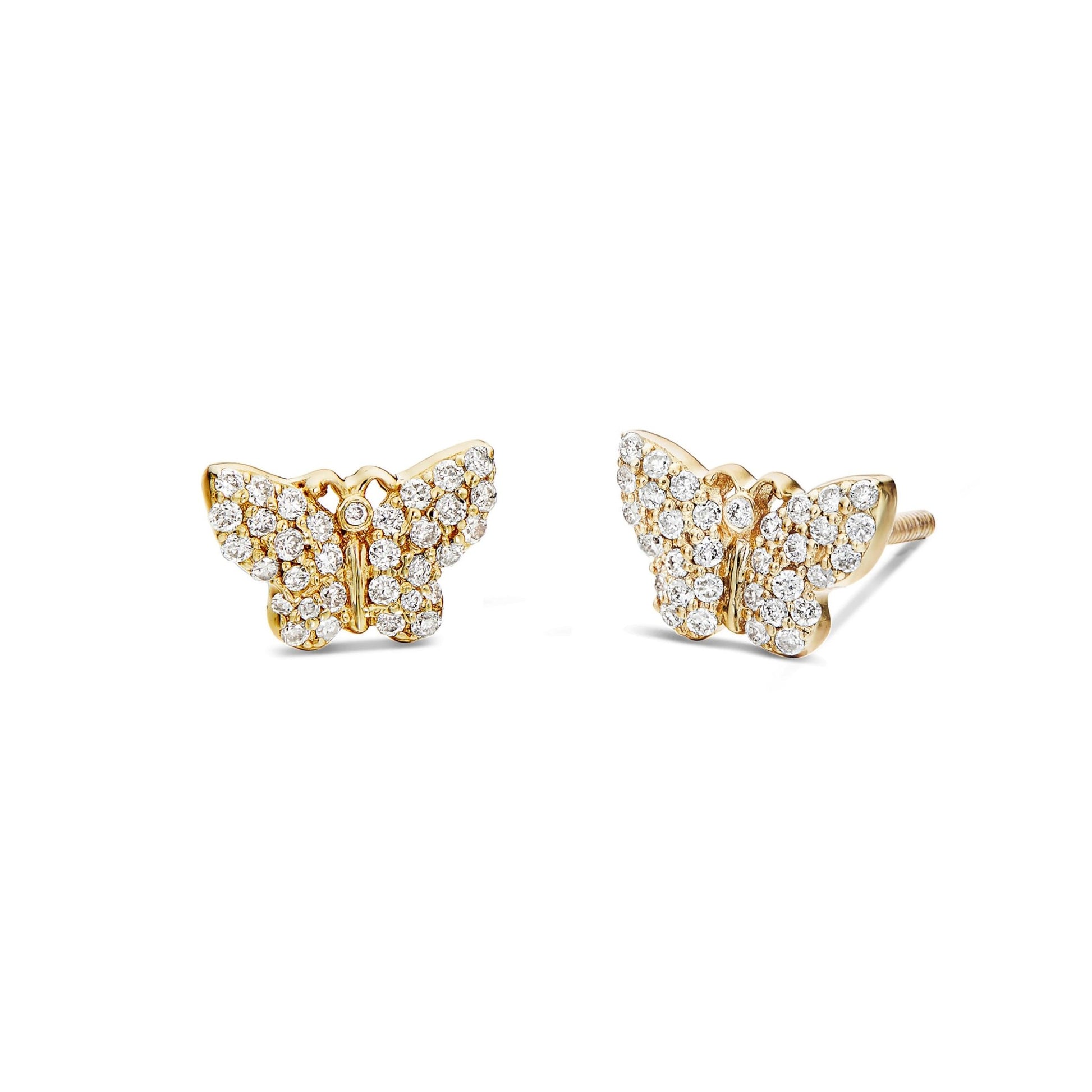Butterfly Stud Earrings - Shyne Jewelers BTTFLYDIASTUD_GM47388 Yellow Gold Shyne Jewelers