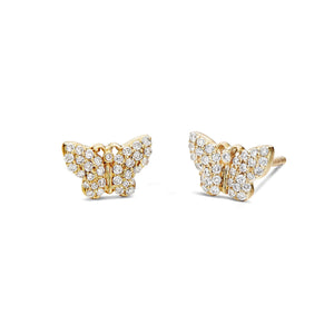 Butterfly Stud Earrings - Shyne Jewelers BTTFLYDIASTUD_GM47388 Yellow Gold Shyne Jewelers