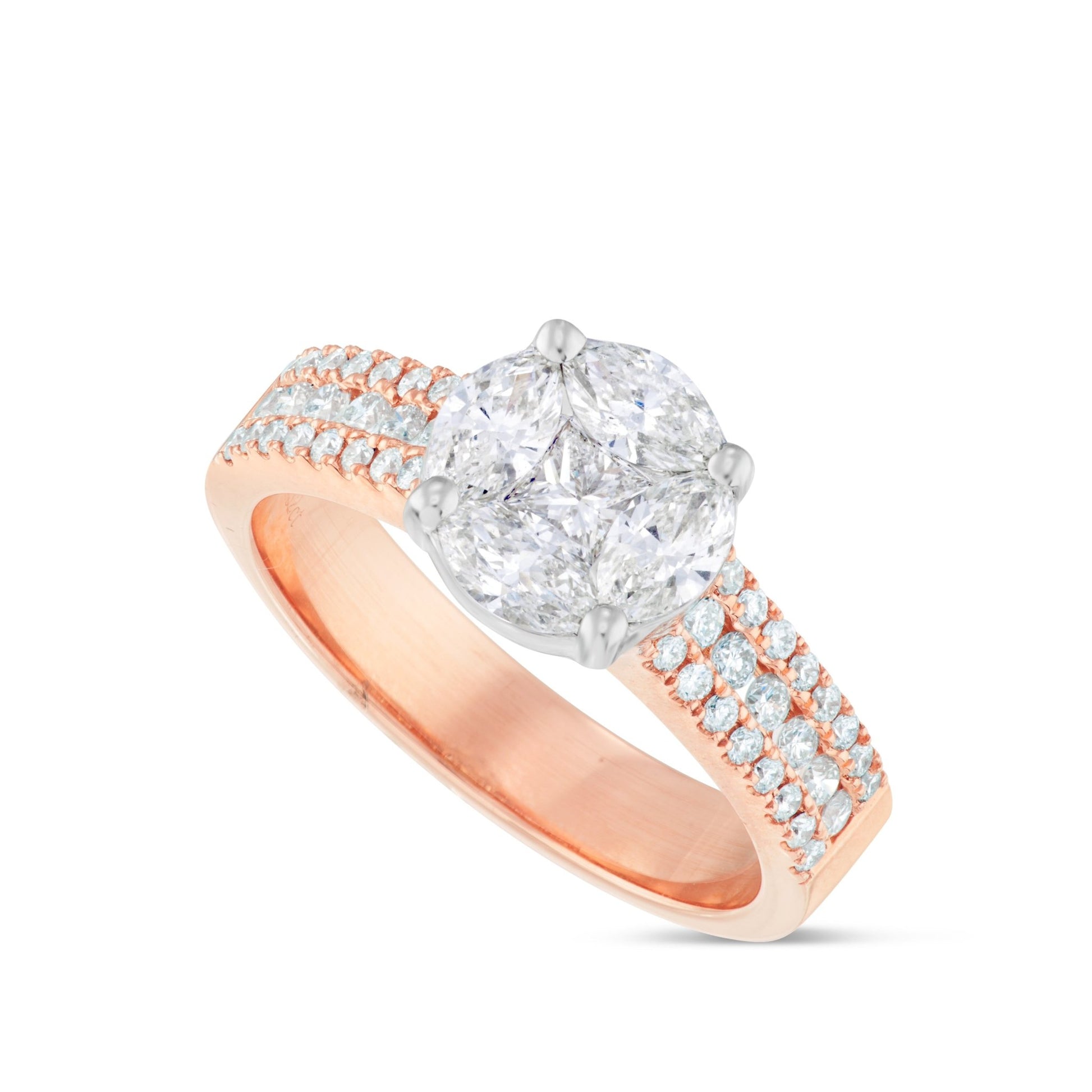 Cluster Diamond Engagement Ring - Shyne Jewelers Rose Gold 4 Shyne Jewelers