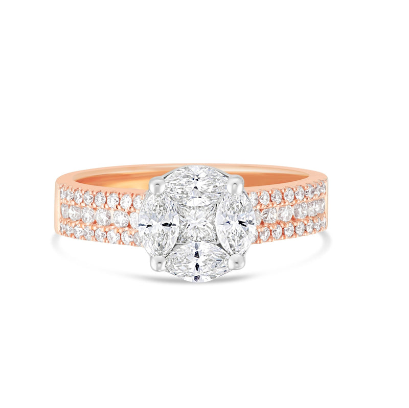 Cluster Diamond Engagement Ring - Shyne Jewelers Rose Gold 4 Shyne Jewelers