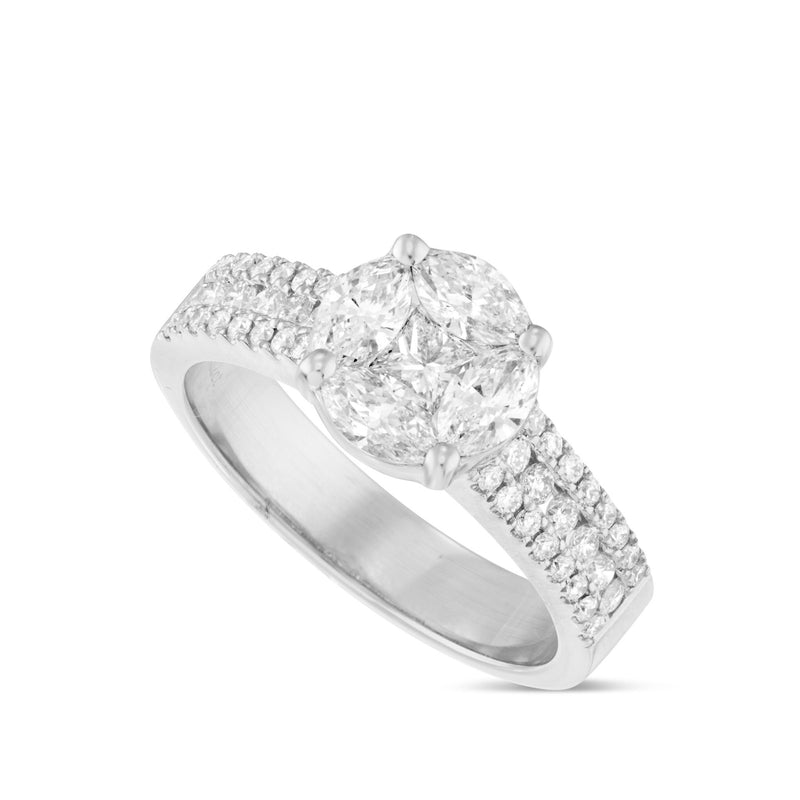 Cluster Diamond Engagement Ring - Shyne Jewelers White Gold 4 Shyne Jewelers