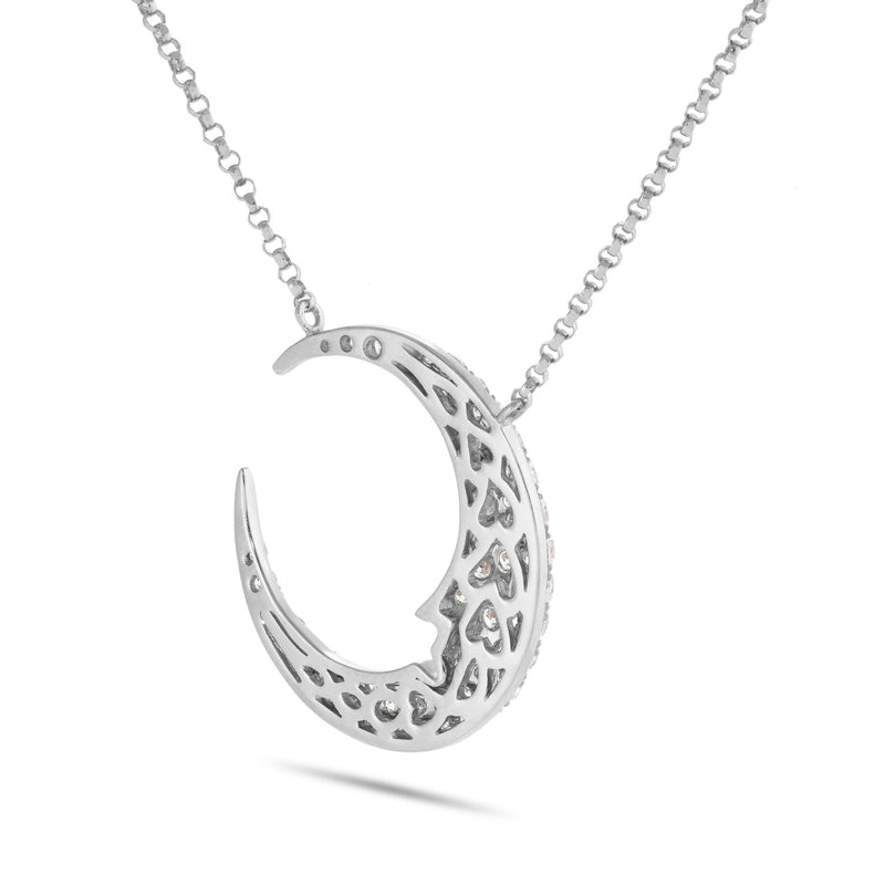 Crescent Moon Diamond Necklace - Shyne Jewelers 165-00176 White Gold Shyne Jewelers