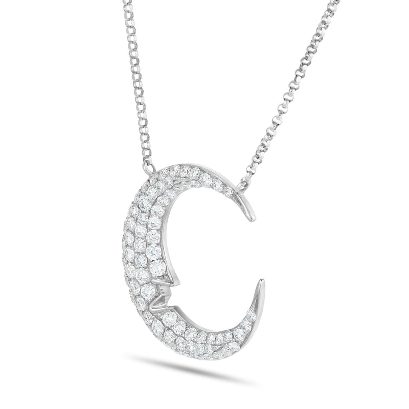 Crescent Moon Diamond Necklace - Shyne Jewelers 165-00176 White Gold Shyne Jewelers