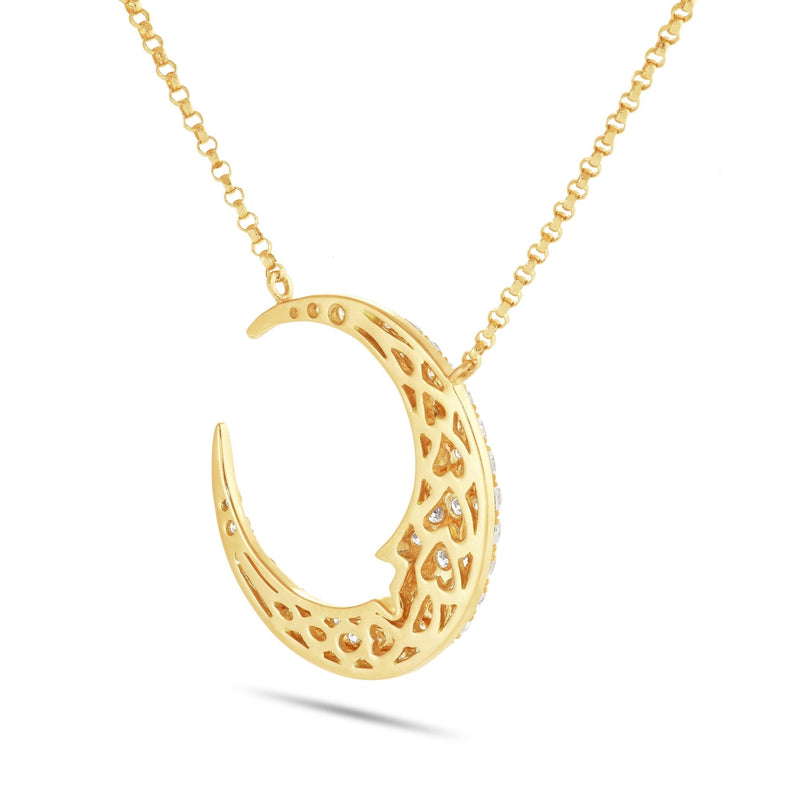 Crescent Moon Diamond Necklace - Shyne Jewelers 165-00176 Yellow Gold Shyne Jewelers