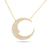 Crescent Moon Diamond Necklace - Shyne Jewelers 165-00176 Yellow Gold Shyne Jewelers