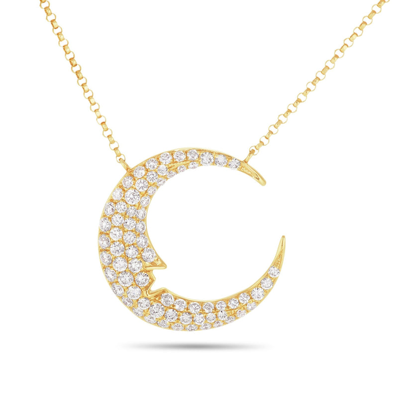 Crescent Moon Diamond Necklace - Shyne Jewelers 165-00176 Yellow Gold Shyne Jewelers