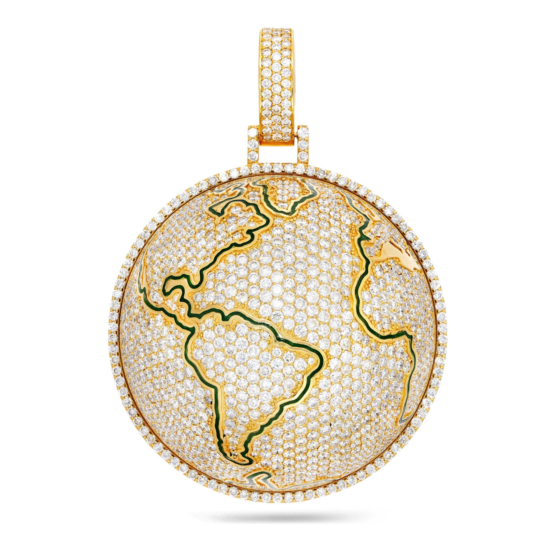 Custom Diamond & Enamel Globe Pendant - Shyne Jewelers Shyne Jewelers