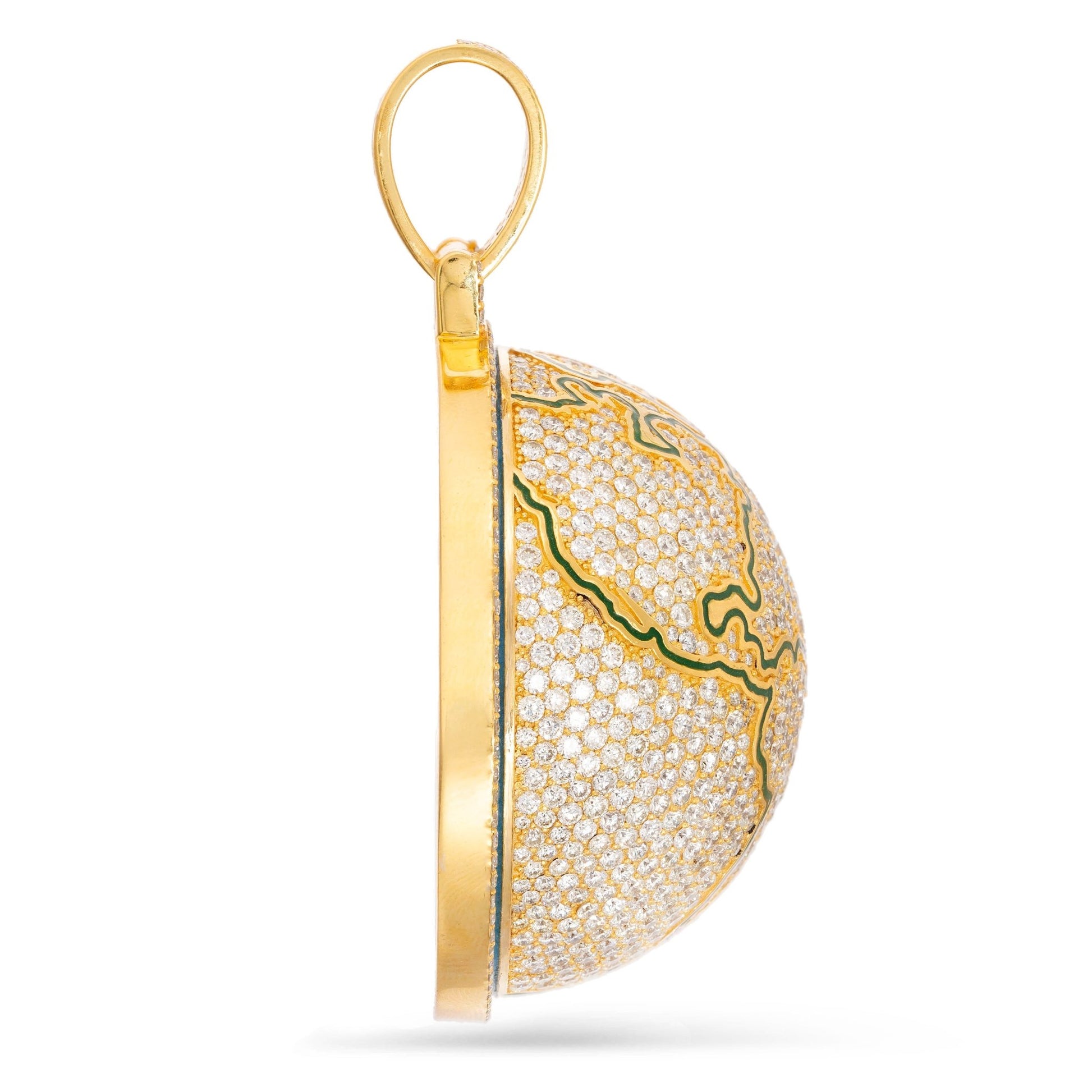 Custom Diamond & Enamel Globe Pendant - Shyne Jewelers Shyne Jewelers