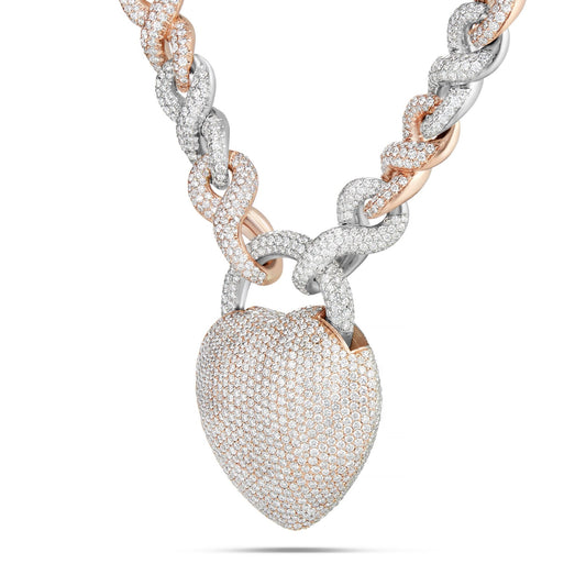 Custom Diamond Large Heart Lock Pedant and Chain - Shyne Jewelers NBAHEARTCUSTOM_BIG Shyne Jewelers
