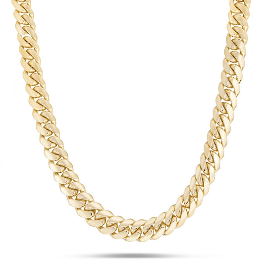 Custom Emerald Clasp Solid Cuban Chain - Shyne Jewelers Yellow Gold Shyne Jewelers