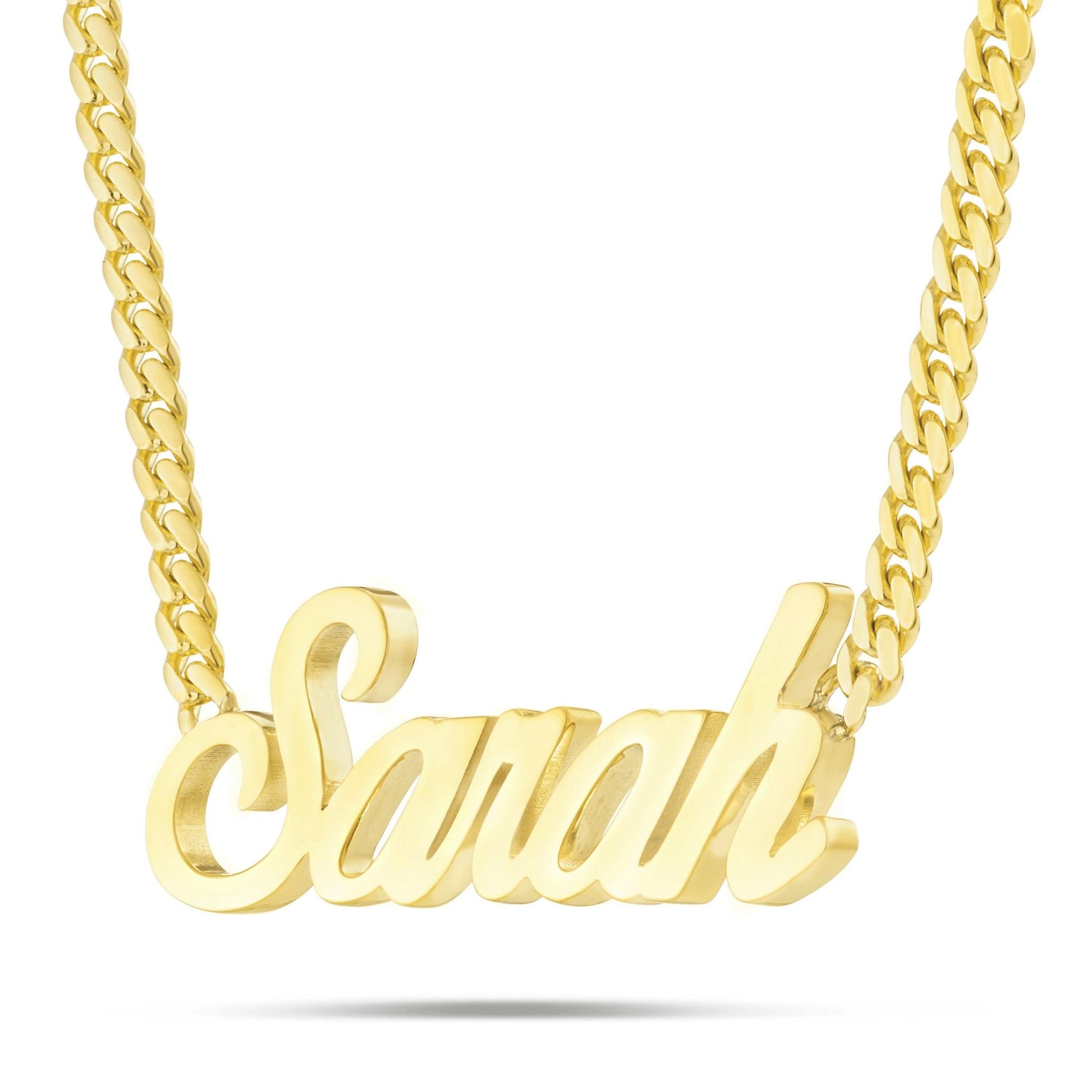 Custom Solid Gold Name Necklace, Large - Shyne Jewelers Yellow Gold 10KT Birds of Paradise Shyne Jewelers