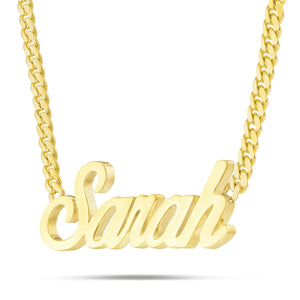 Custom Solid Gold Name Necklace, Large - Shyne Jewelers Yellow Gold 10KT Birds of Paradise Shyne Jewelers