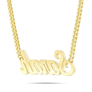 Custom Solid Gold Name Necklace, Large - Shyne Jewelers Yellow Gold 10KT Birds of Paradise Shyne Jewelers