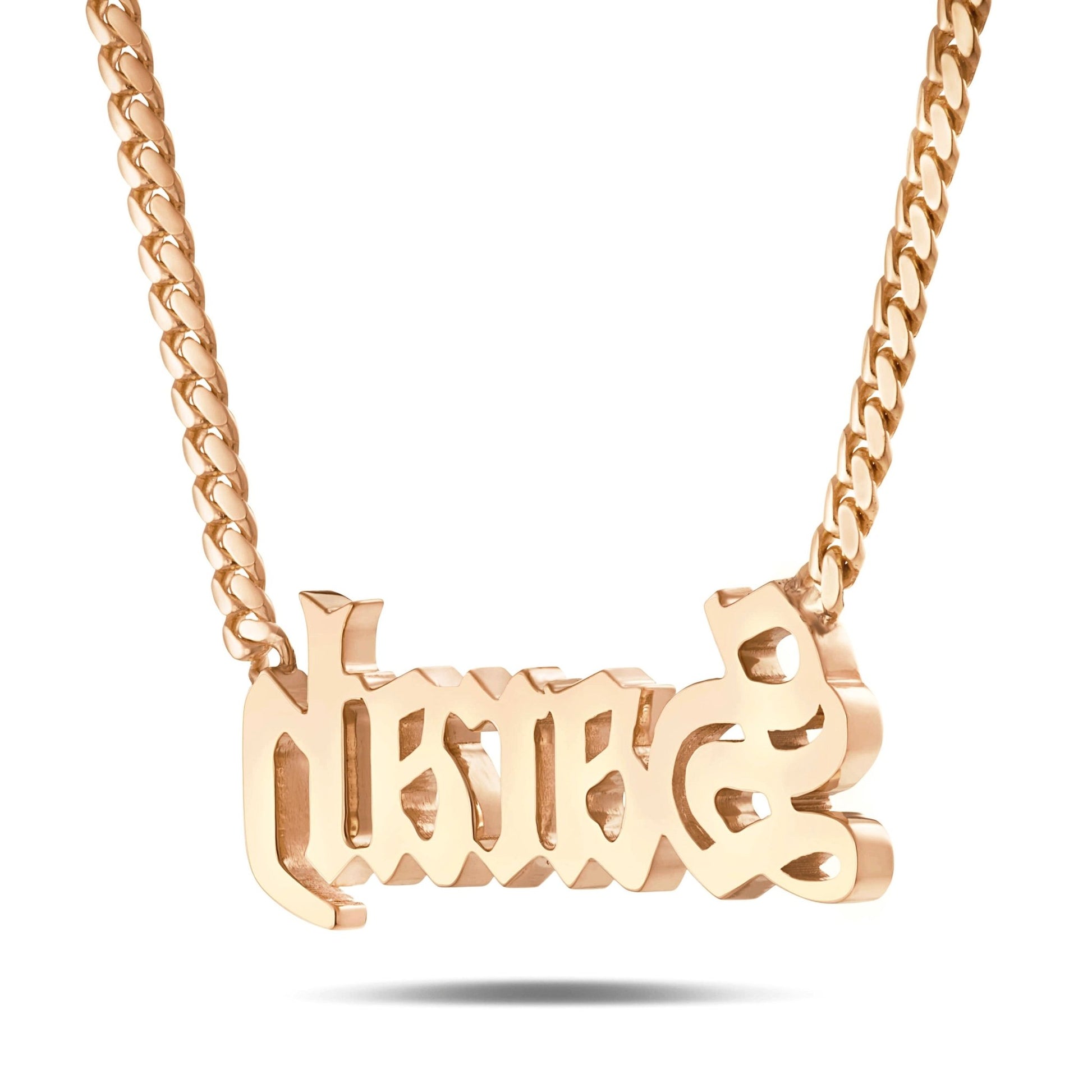 Custom Solid Gold Name Necklace, Large - Shyne Jewelers Yellow Gold 10KT Birds of Paradise Shyne Jewelers