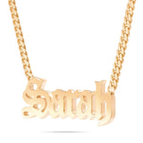 Custom Solid Gold Name Necklace, Large - Shyne Jewelers Yellow Gold 10KT Birds of Paradise Shyne Jewelers