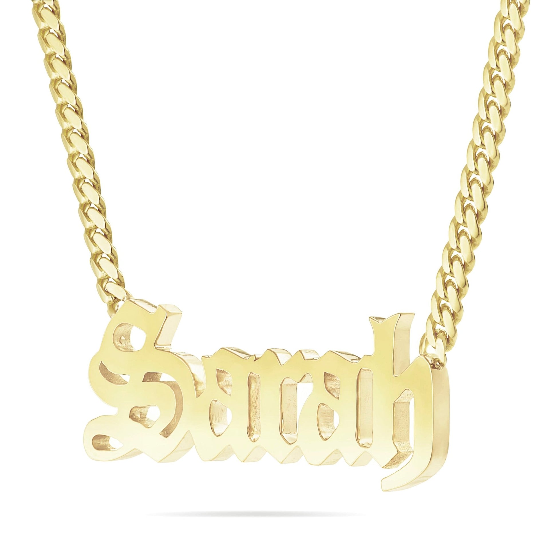 Custom Solid Gold Name Necklace, Large - Shyne Jewelers Yellow Gold 10KT Birds of Paradise Shyne Jewelers