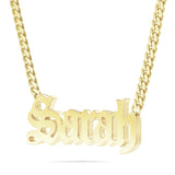 Custom Solid Gold Name Necklace, Large - Shyne Jewelers Yellow Gold 10KT Birds of Paradise Shyne Jewelers