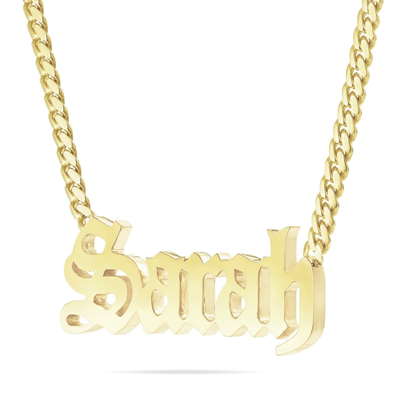 Custom Solid Gold Name Necklace, Large - Shyne Jewelers Yellow Gold 10KT Birds of Paradise Shyne Jewelers