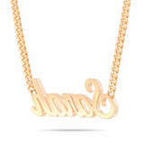 Custom Solid Gold Name Necklace, Large - Shyne Jewelers Yellow Gold 10KT Birds of Paradise Shyne Jewelers