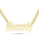 Custom Solid Gold Name Necklace, Large - Shyne Jewelers Yellow Gold 10KT Birds of Paradise Shyne Jewelers