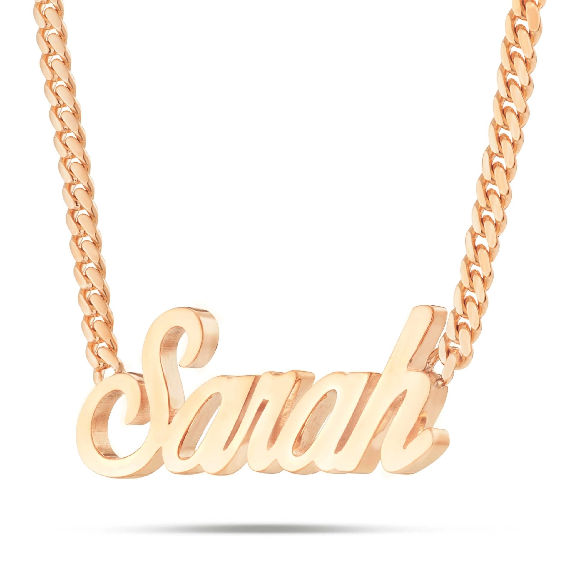 Custom Solid Gold Name Necklace, Large - Shyne Jewelers Yellow Gold 10KT Birds of Paradise Shyne Jewelers