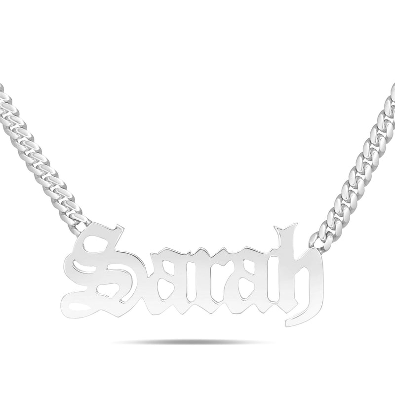 Custom Solid Gold Name Necklace, Large - Shyne Jewelers Yellow Gold 10KT Birds of Paradise Shyne Jewelers