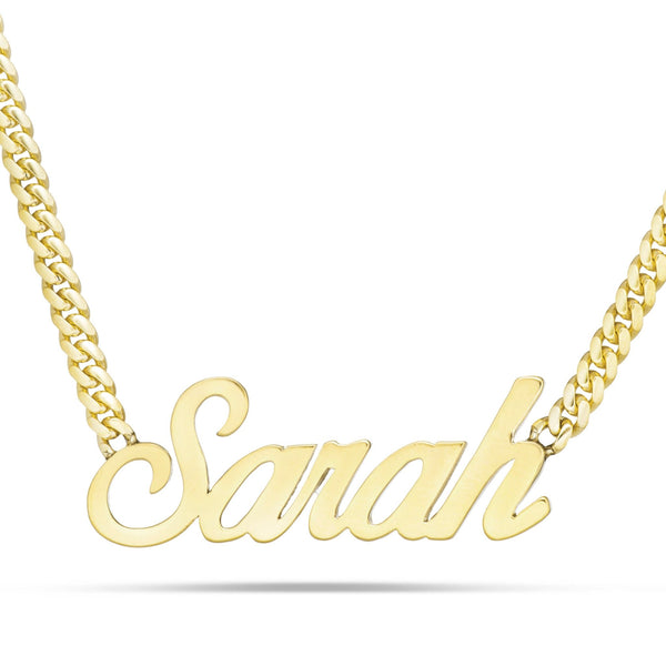 Custom Solid Gold Name Necklace, Large - Shyne Jewelers Yellow Gold 10KT Birds of Paradise Shyne Jewelers