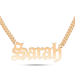 Custom Solid Gold Name Necklace, Large - Shyne Jewelers Yellow Gold 10KT Birds of Paradise Shyne Jewelers