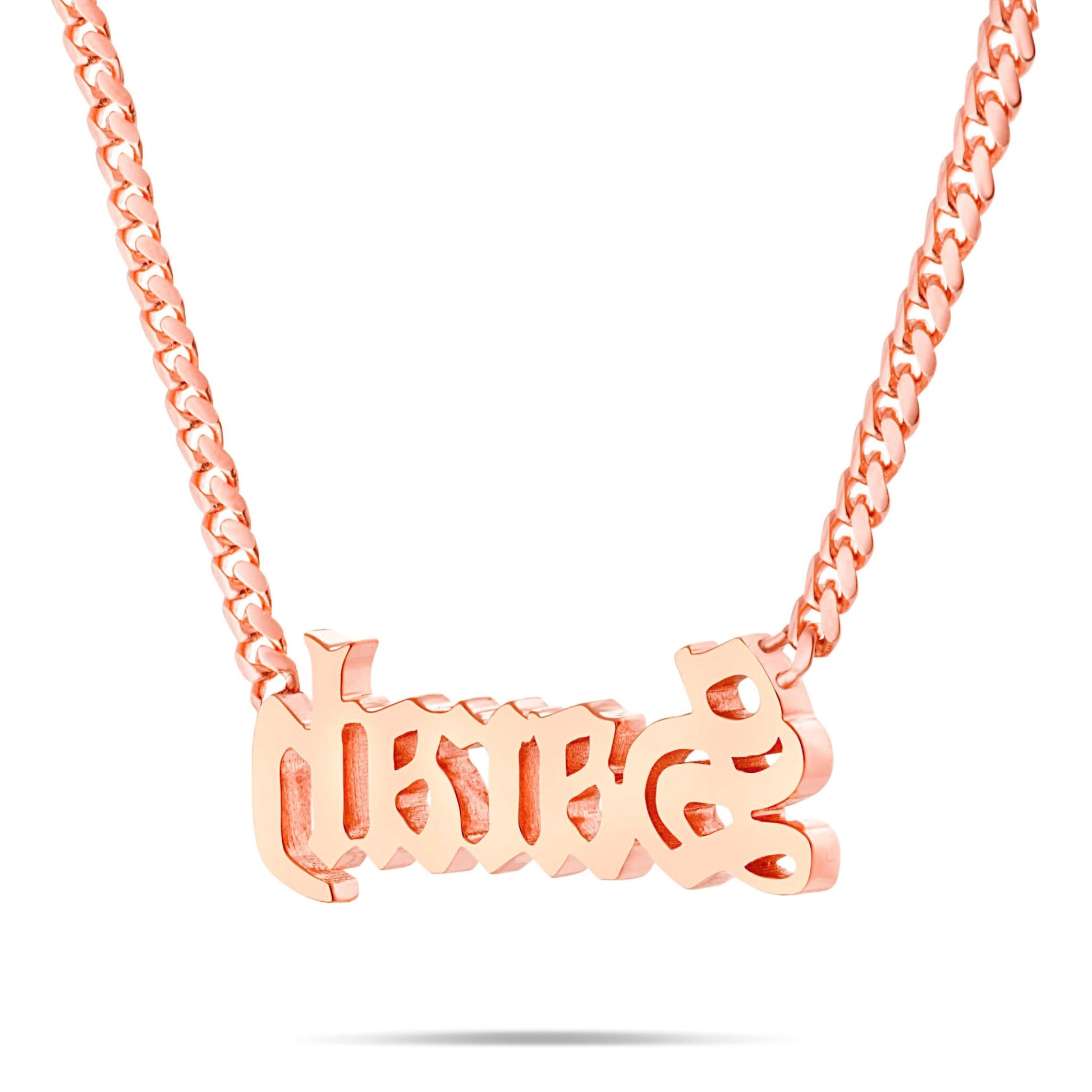Customizable Solid Gold Medium Cuban Name Necklace