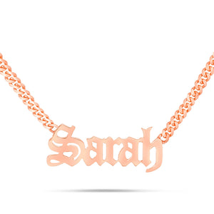 Customizable Solid Gold Medium Cuban Name Necklace