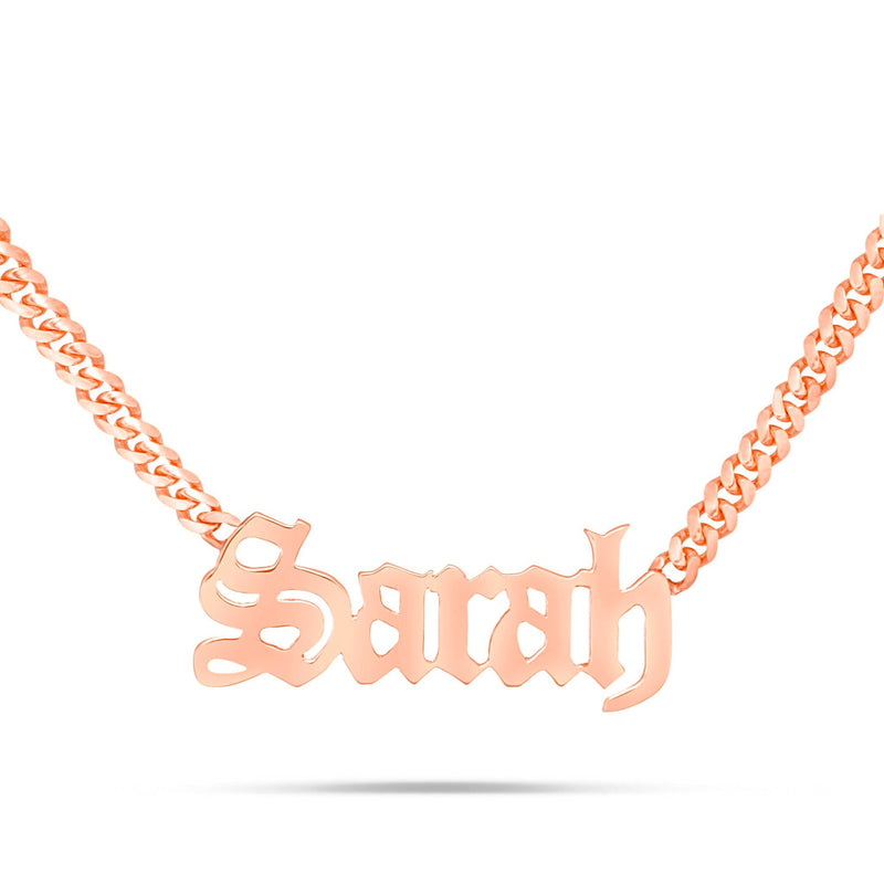 YOUR NAME - Solid Gold Medium Cuban Name Necklace