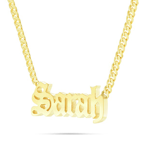 Customizable Solid Gold Medium Cuban Name Necklace