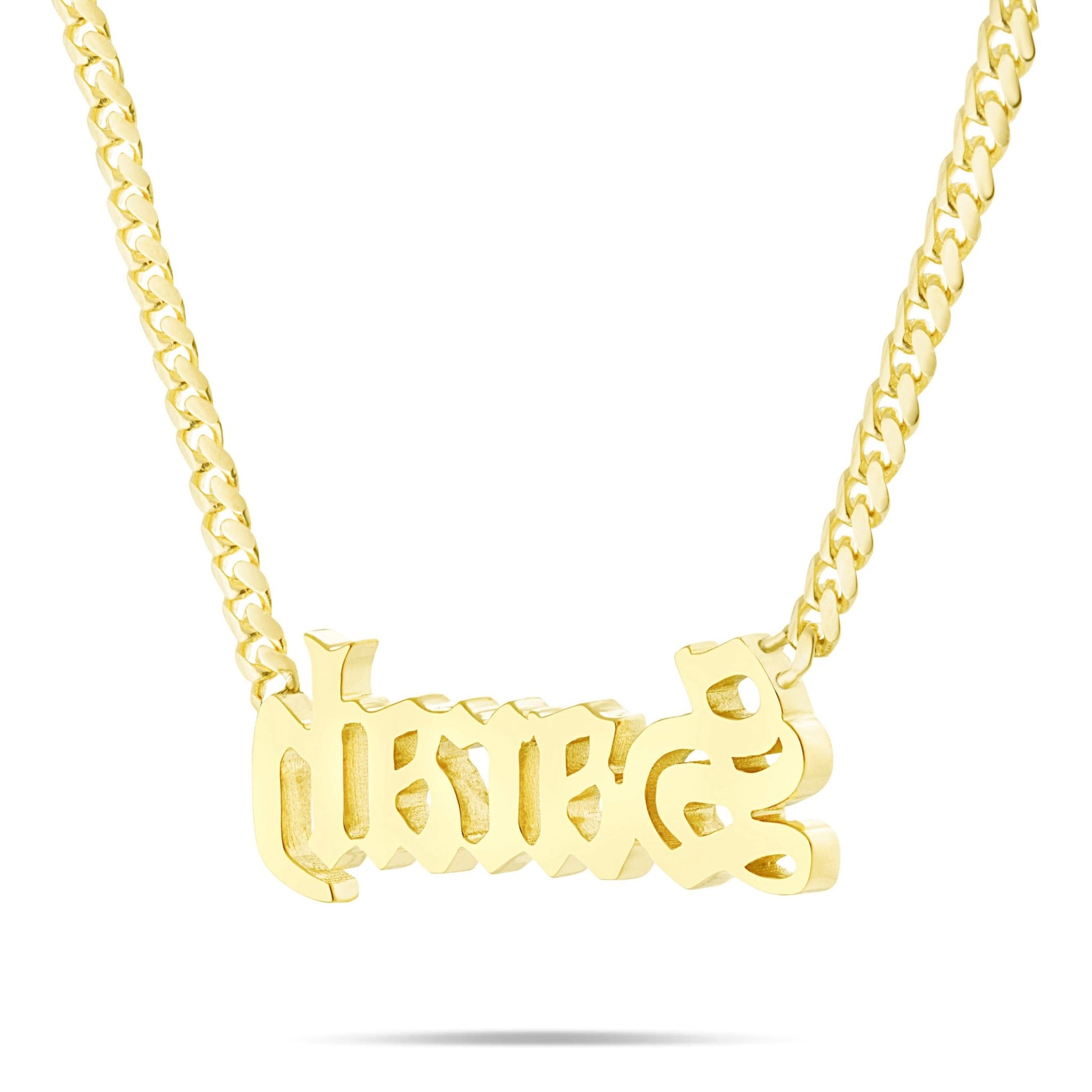 Customizable Solid Gold Medium Cuban Name Necklace