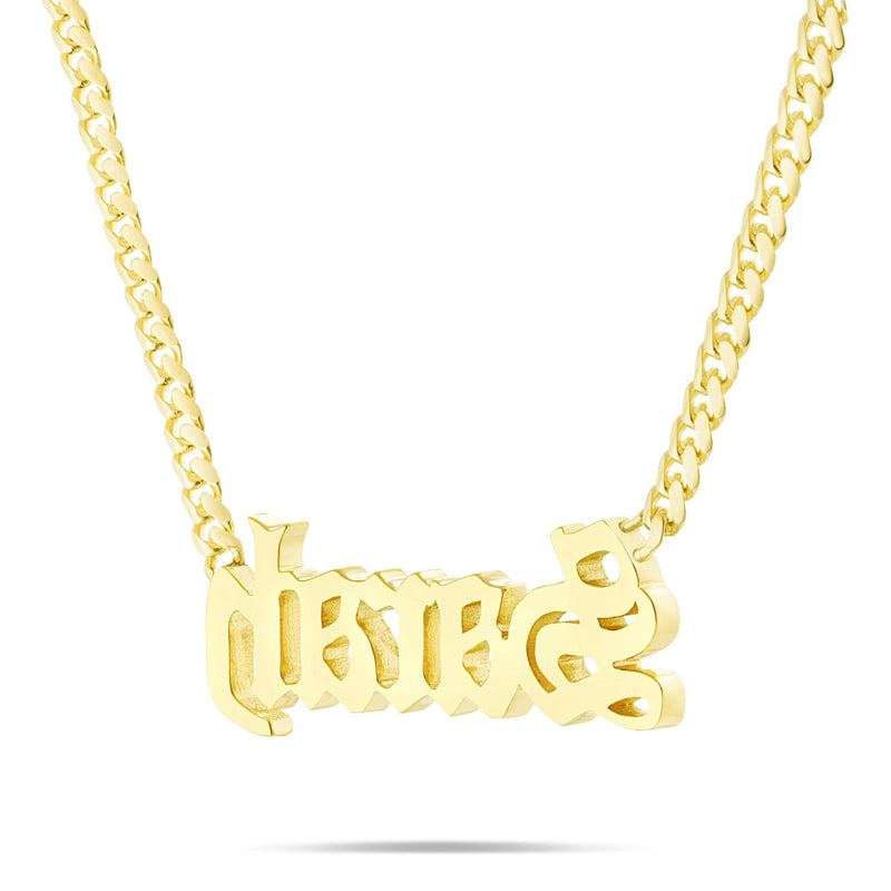 YOUR NAME - Solid Gold Medium Cuban Name Necklace
