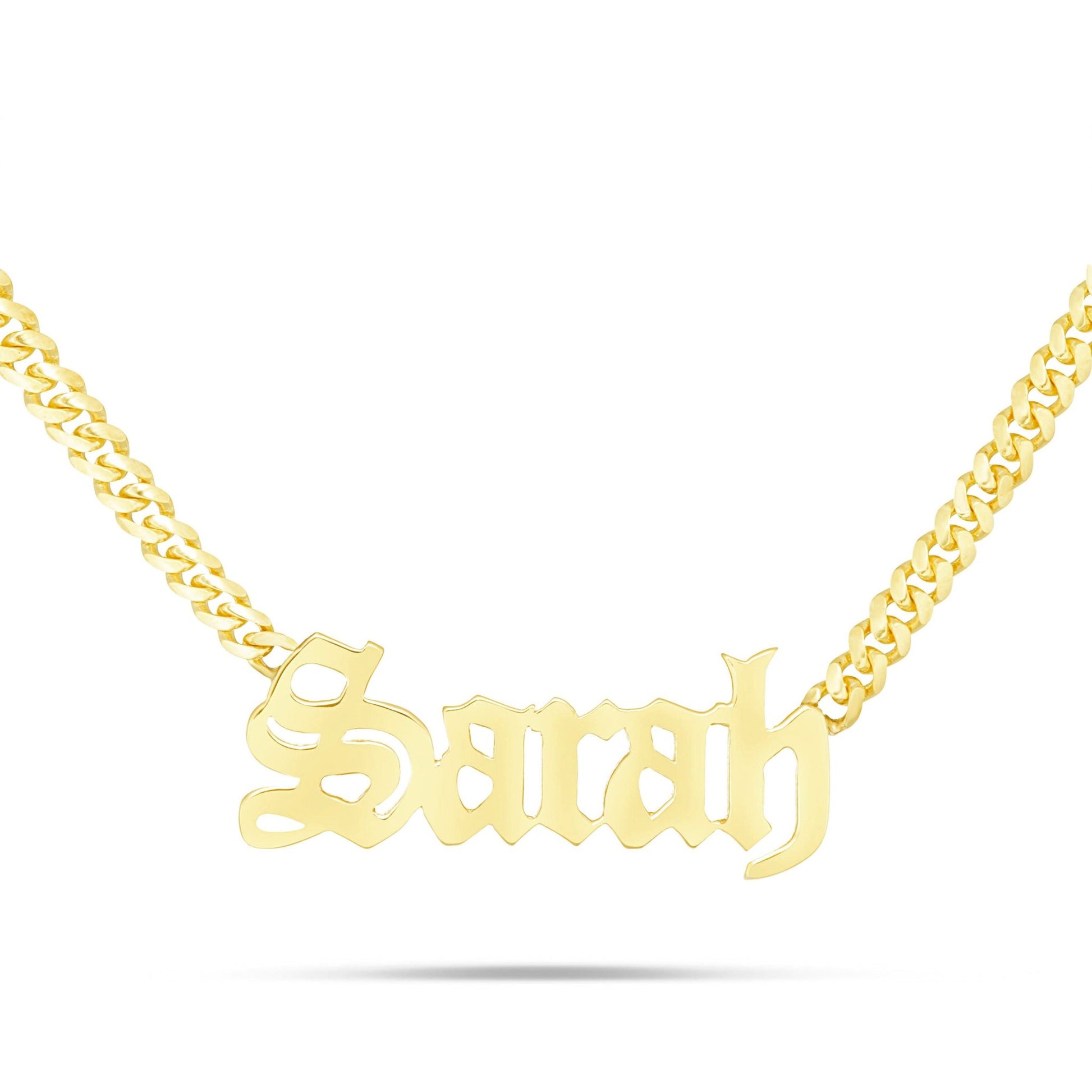 Customizable Solid Gold Medium Cuban Name Necklace
