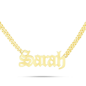Customizable Solid Gold Medium Cuban Name Necklace
