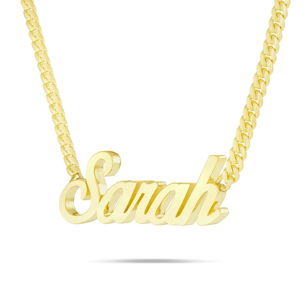 Custom Solid Gold Name Necklace, Medium - Shyne Jewelers Yellow Gold 10KT Birds of Paradise Shyne Jewelers
