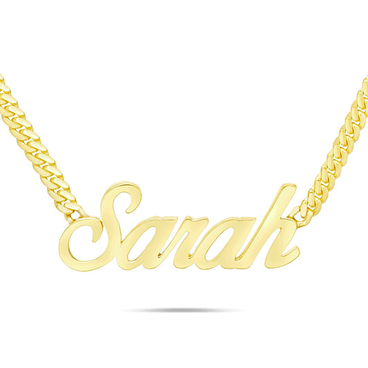 Custom Solid Gold Name Necklace, Medium - Shyne Jewelers Yellow Gold 10KT Birds of Paradise Shyne Jewelers