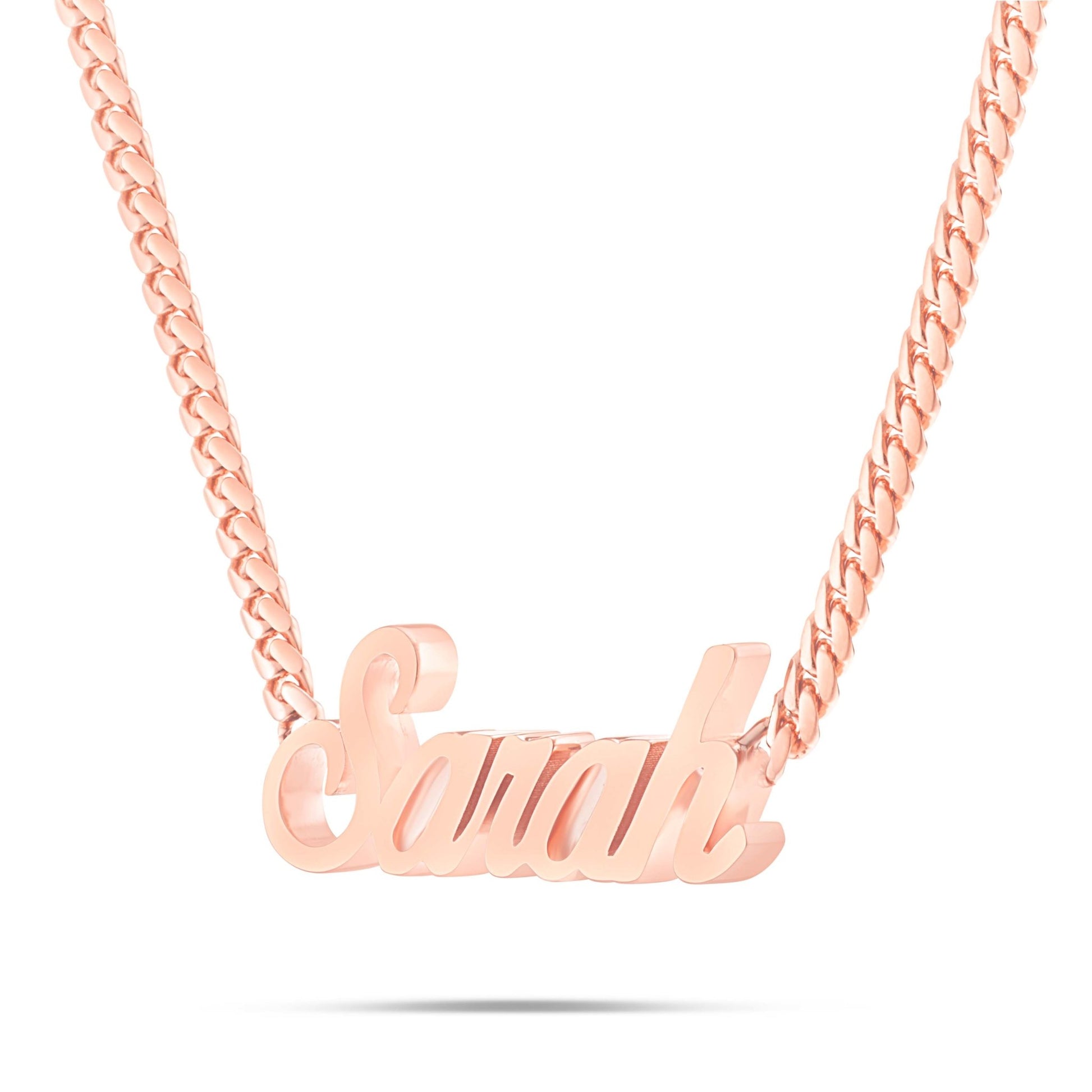 Custom Solid Gold Name Necklace, Small - Shyne Jewelers Rose Gold 10KT Birds of Paradise Shyne Jewelers
