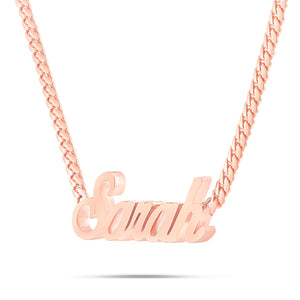 Custom Solid Gold Name Necklace, Small - Shyne Jewelers Rose Gold 10KT Birds of Paradise Shyne Jewelers