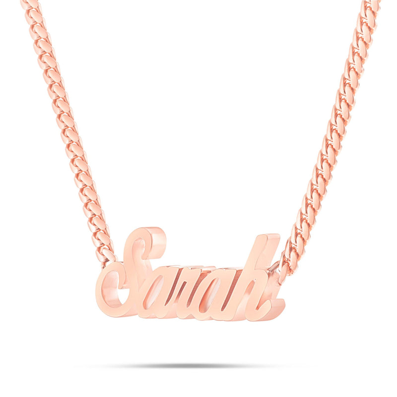 Custom Solid Gold Name Necklace, Small - Shyne Jewelers Rose Gold 10KT Birds of Paradise Shyne Jewelers