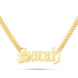 Custom Solid Gold Name Necklace, Small - Shyne Jewelers Yellow Gold 10KT Olde English Shyne Jewelers