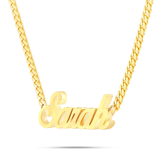 Custom Solid Gold Name Necklace, Small - Shyne Jewelers Yellow Gold 10KT Birds of Paradise Shyne Jewelers