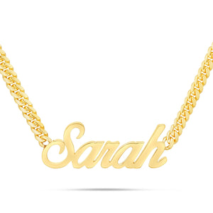 Custom Solid Gold Name Necklace, Small - Shyne Jewelers Yellow Gold 10KT Birds of Paradise Shyne Jewelers